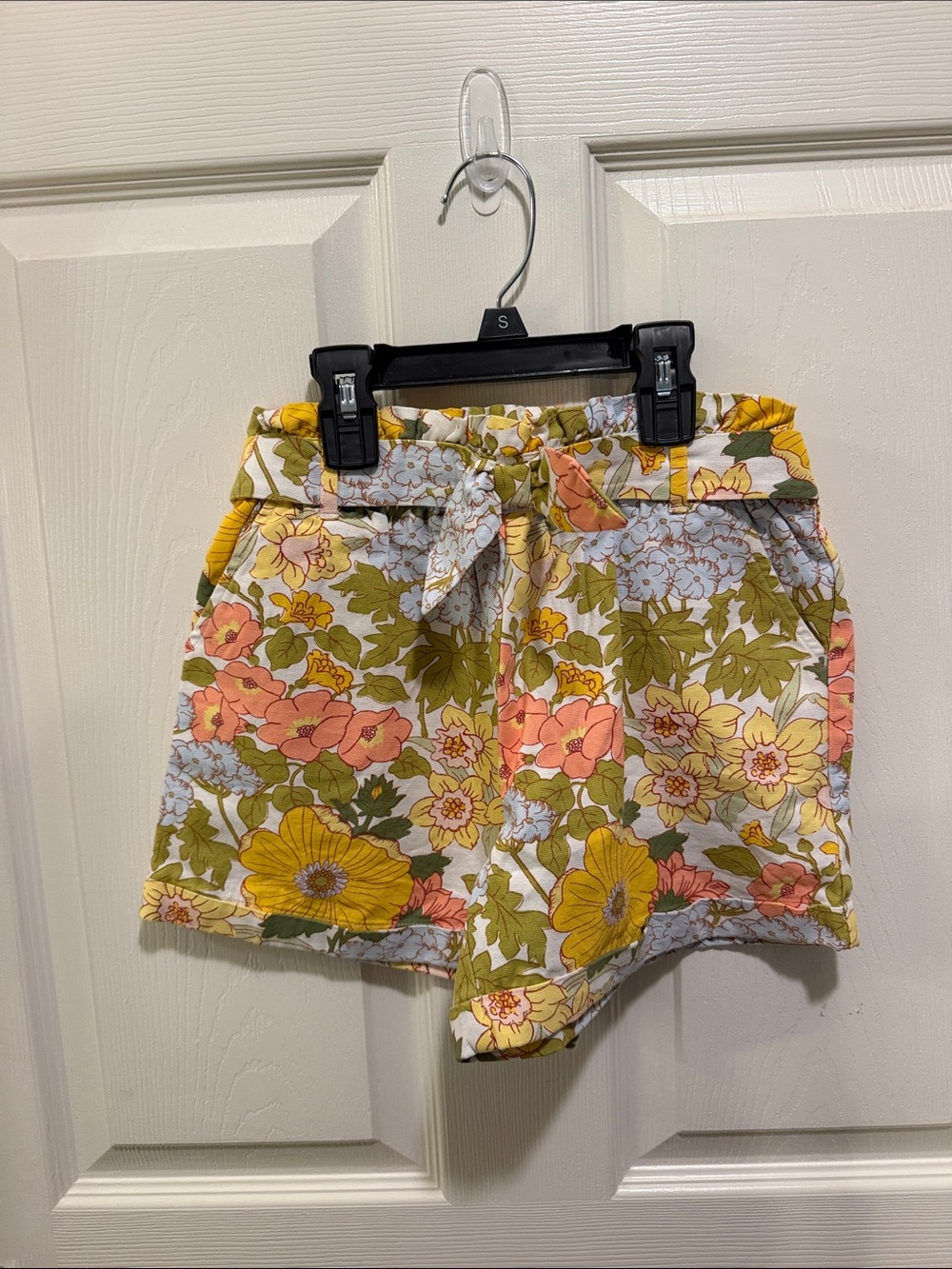 Janie and Jack Floral Tie-Waist High Waist Shorts - Yellow, Pink, Green